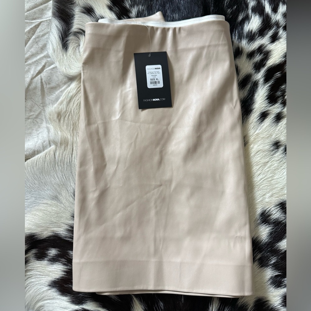 Fashion Nova Cream Midi Pencil Skirt for Work
